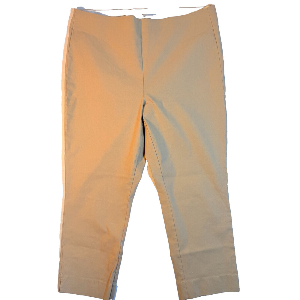 WHBM Khaki Tan Crop Pants Women's Size 14 Mid Rise Pull On